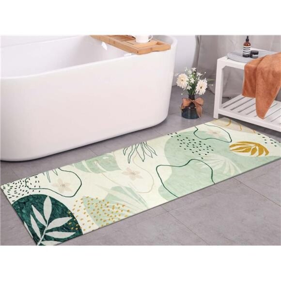 Green Hallway Runner Rug -2x6 Washable Kitchen Runner Rug Boho Non-Slip Low-Plie - Picture 5 of 7